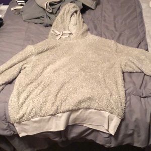 Fuzzy Sherpa pull over hoodie with pocket